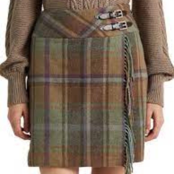 Lauren Ralph Lauren Plaid Fringe Trim Tweed Mini Skirt - Picture 5 of 10